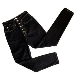 We Wore What The Danielle High Rise Black Straight Exposed Jeans Womens Size 24